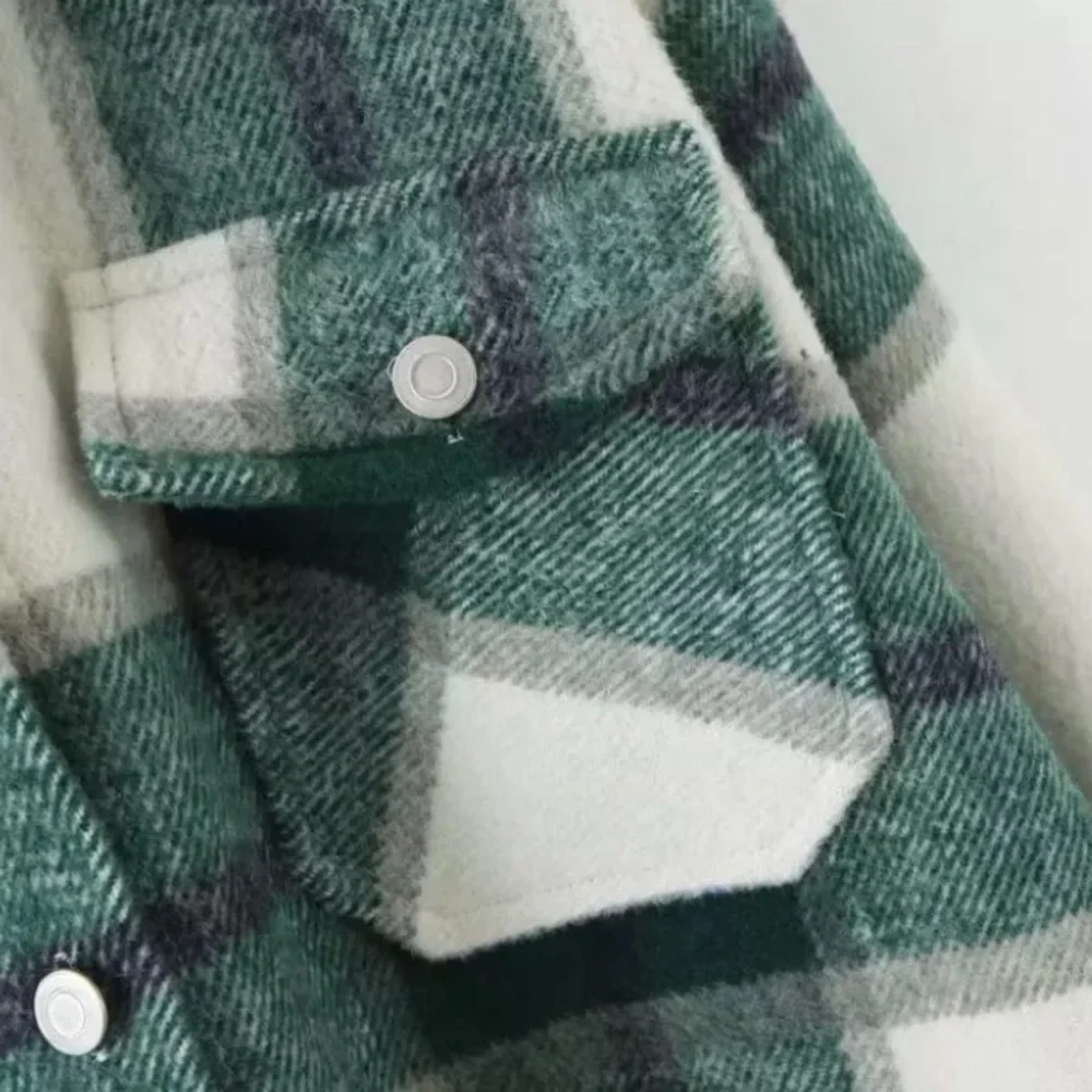 SOLD OUT Green Plaid Oversized Flannel Shacket Shirt Jacket - Picture 7 of 12